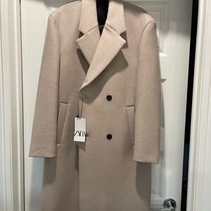 Zara Men's Beige Wool Coat